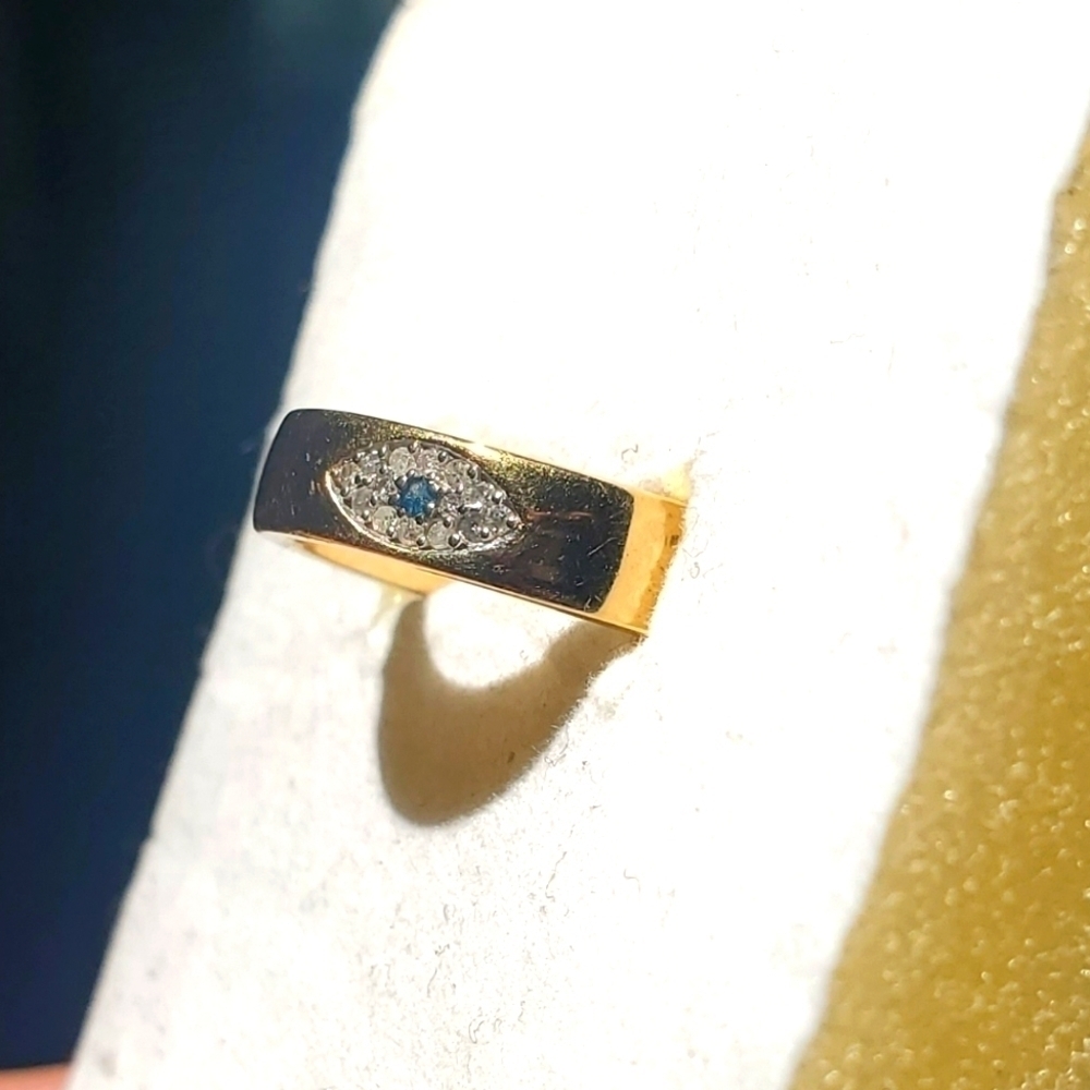 GP Blue Diamond & Diamond Watchful Eye Band Ring